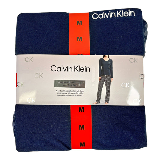 NEW Calvin Klein Women’s Blue Long Sleeve Crew Neck Pajama Pant Set - M