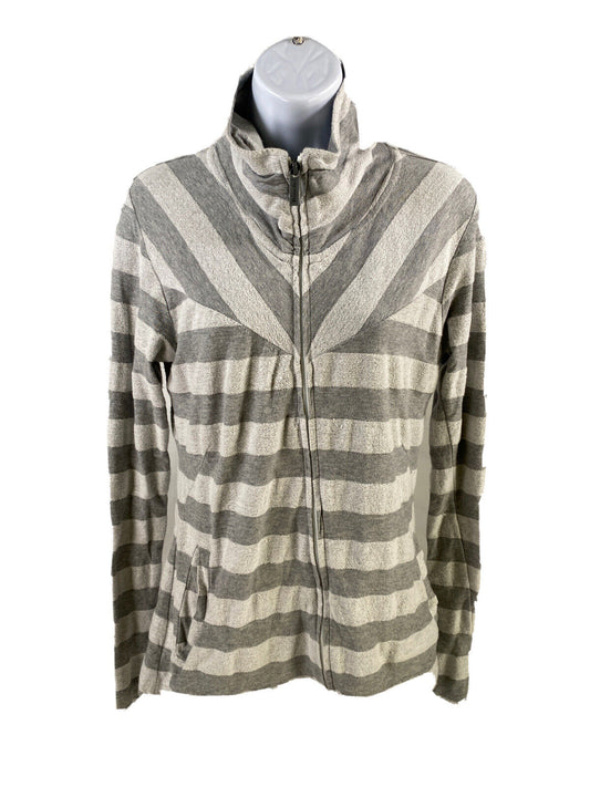 Bench Women's Gray Striped Lightweight Full Zip Jacket - S