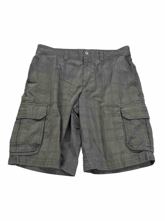 Koppen Men's Green Plaid Cotton Blend Cargo Shorts - 36