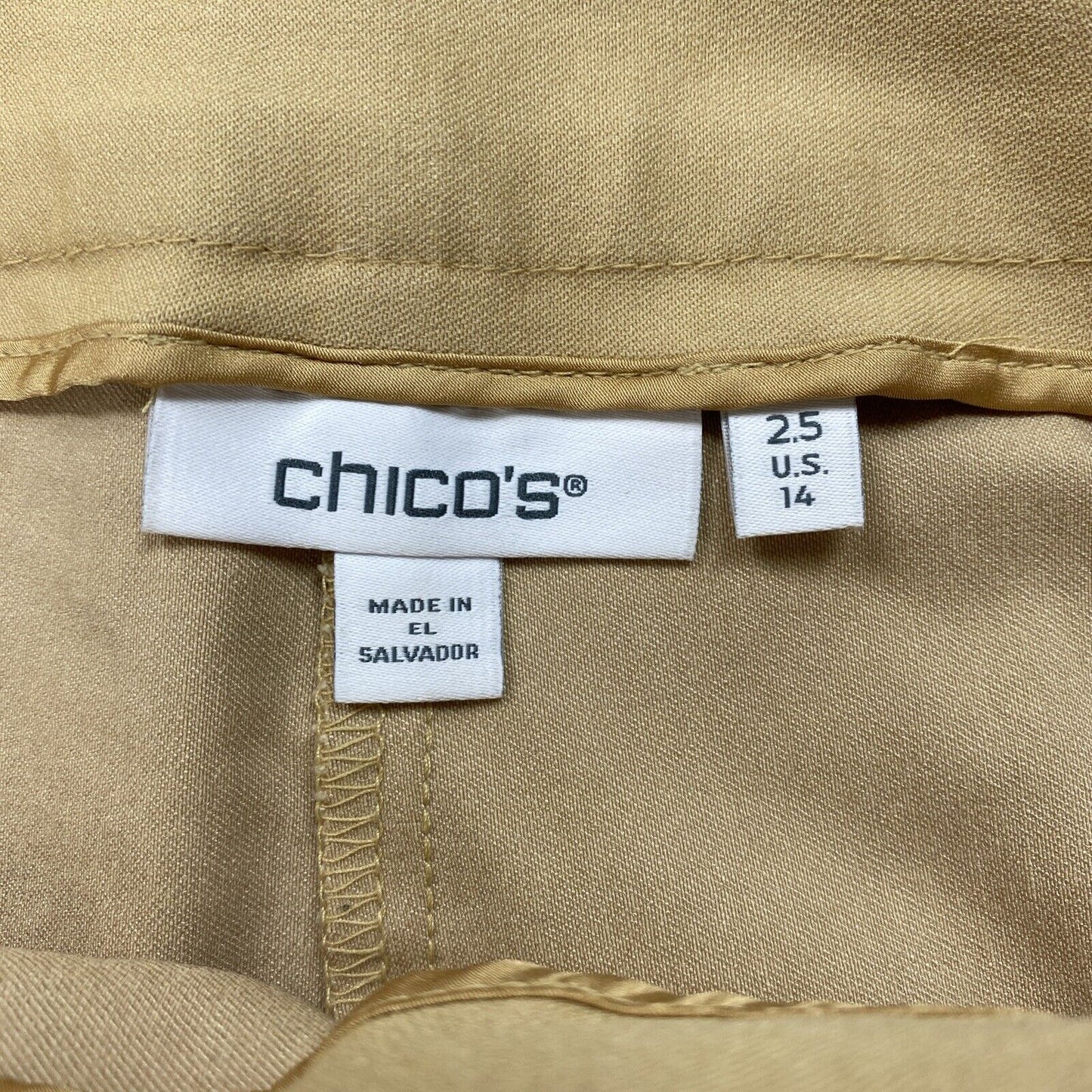 Chico's Women's Golden Beige Cuffed Crop Stretch Dress Pants - 2.5/US 14