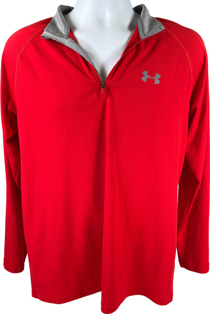 Under Armour Men’s Red HeatGear Loose Fit 1/4 Athletic Shirt - M