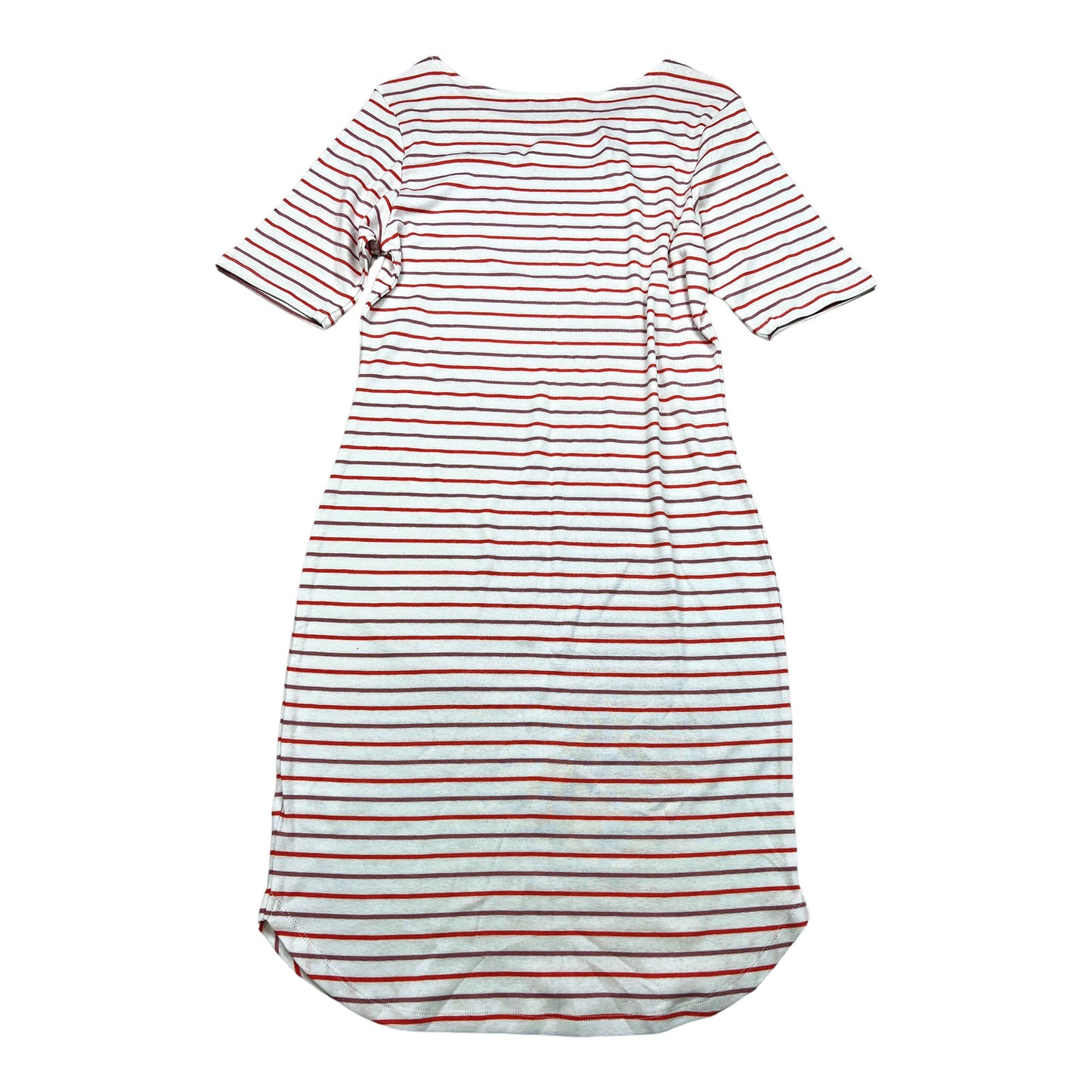 NEW Three Dots Women’s White/Coral Striped T-Shirt Dress - L