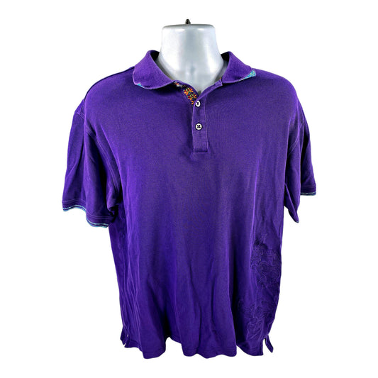 Robert Graham Men’s Purple Short Sleeve Embroidered Polo Shirt - XL