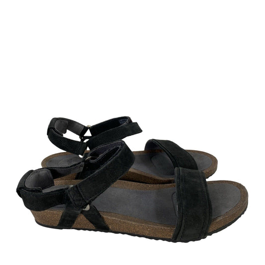 Teva Women's Black Leather Ankle Strap Sandals - 9