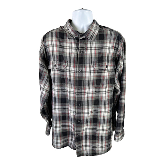 Orivs Men’s Gray/Black Plaid Casual Button Up Shirt - XXL