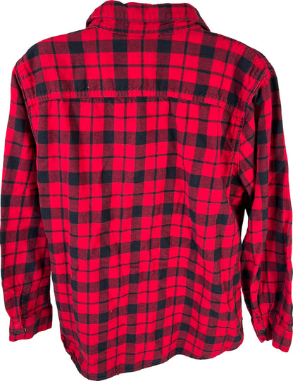 Coldwater Creek Women’s Red Buffalo Plaid 1/2 Button Up Flannel Shirt - Petite M