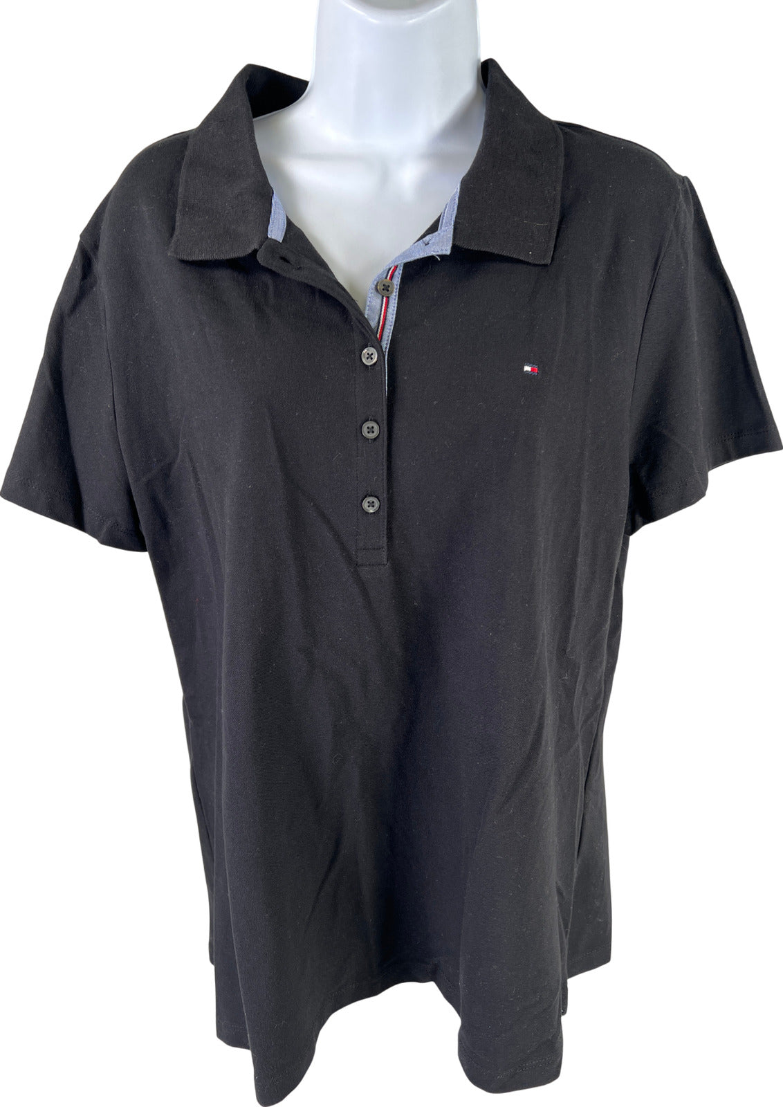 NEW Tommy Hilfiger Women’s Black Short Sleeve Heritage Polo Shirt - XL