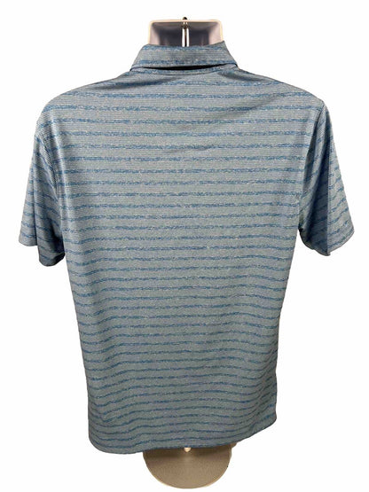 Nike Men's Blue Striped Dri-Fit Golf Polo Shirt - M