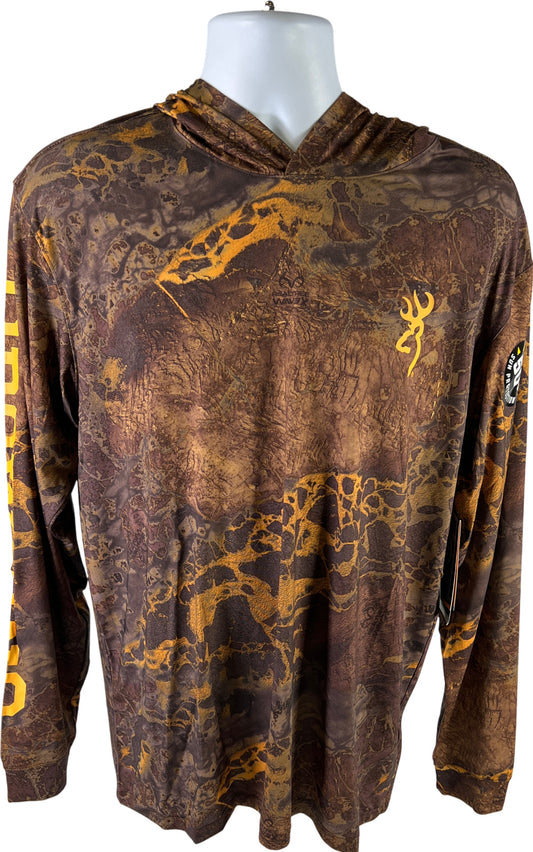 NEW Browning Men’s Brown Camouflage Pullover Tech UPF 50+ Hoodie - L