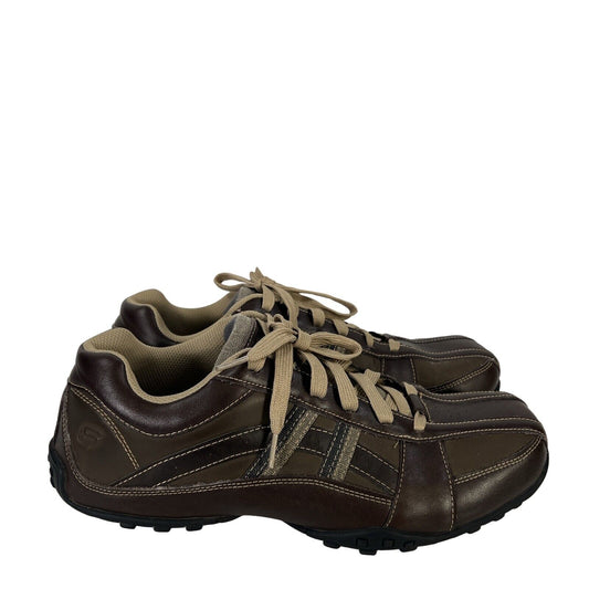 Skechers Men's Brown Leather Citywalk Malton Lace Up Casual Sneakers - 13