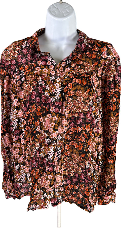 NEW Jane and Delancey Women’s Black/Red Floral Button Up Blouse - L