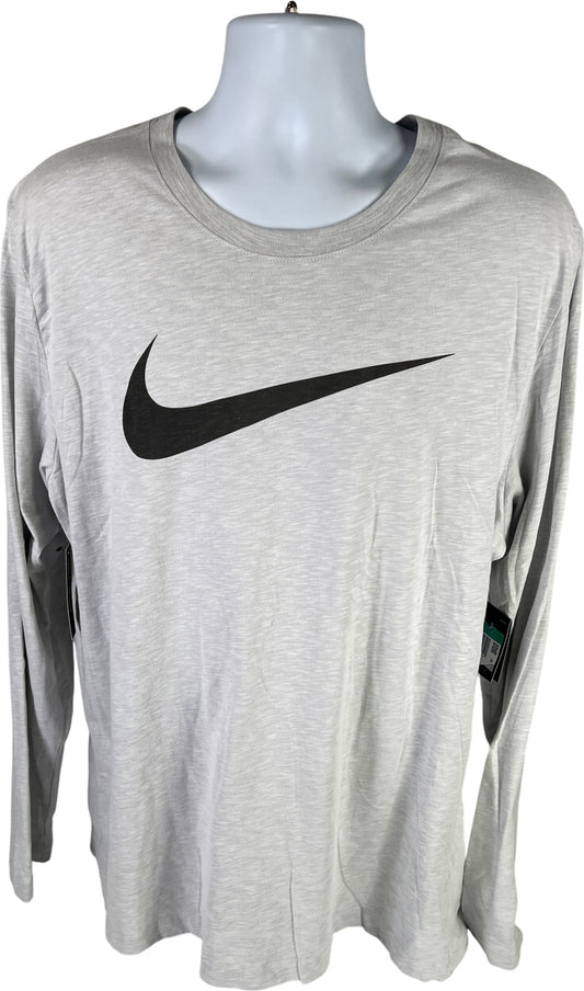 NEW Nike Men’s Light Gray Dri-Fit Long Sleeve T-Shirt - XL