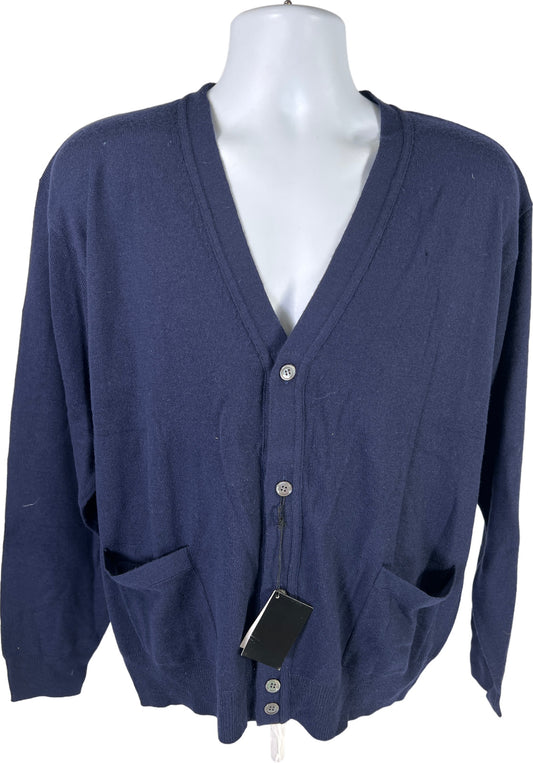 NEW Jos A Bank Men’s Blue Merino Wool Button Up Cardigan Sweater - M