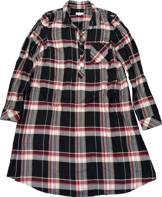 J. Jill Women’s Black & Red Plaid 1/2 Button Shirt Dress - XS