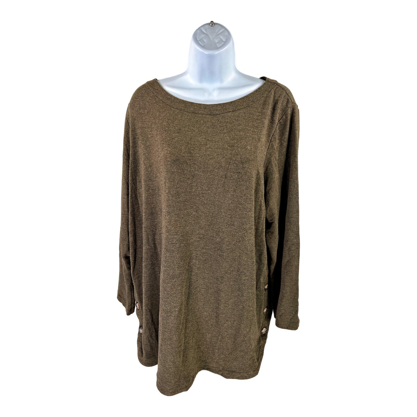 J.Jill Women’s Dark Green Luxe French Terry Side Button Tunic Top - XL