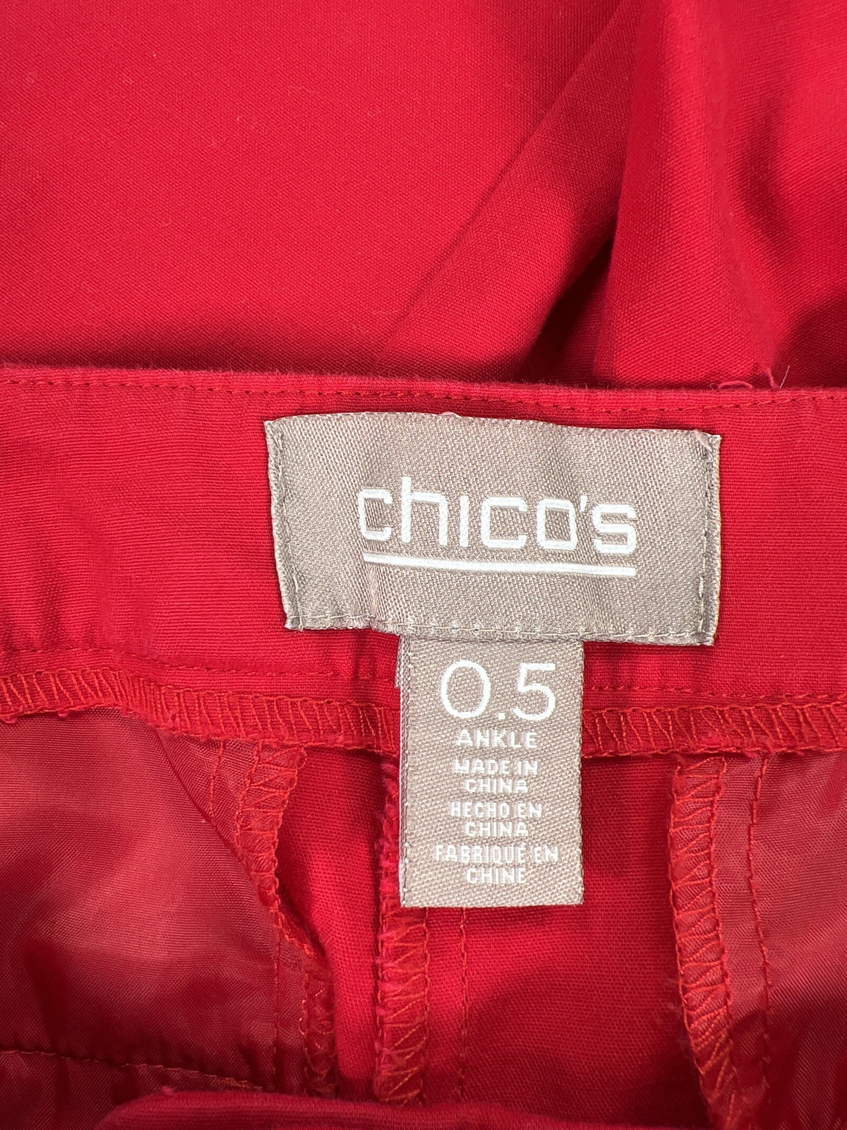 Chico’s Women’s Red Slim Leg Ankle Pants - 0.5/US 6