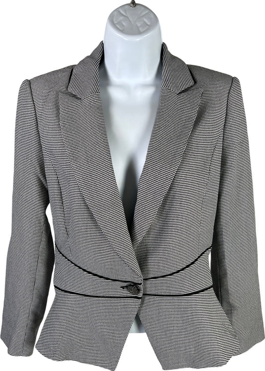 White House Black Market Women’s Black/White Checkered Blazer Jacket - 4