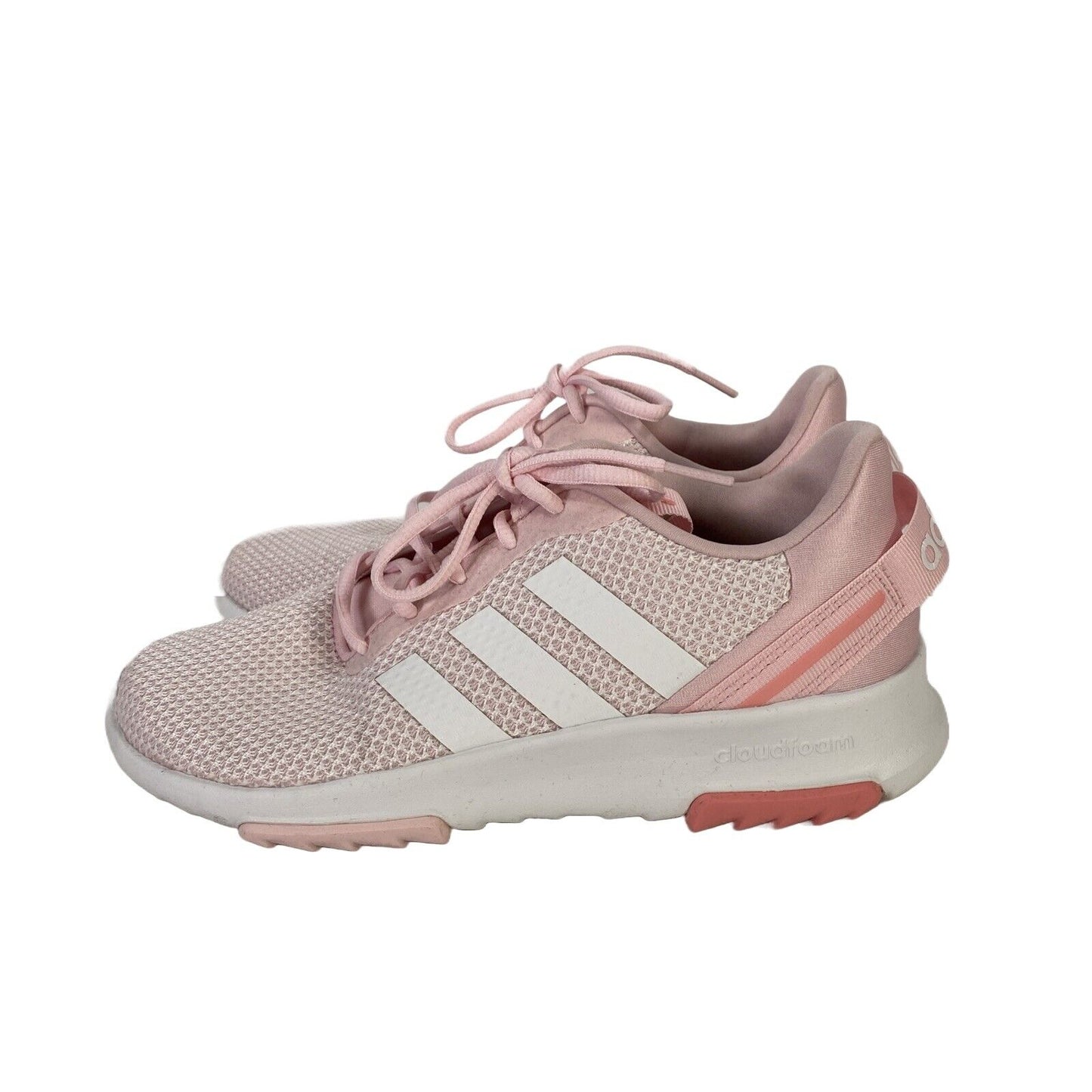 Adidas Women's Pink Racer Lace Up Athletic Running Shoes - 5