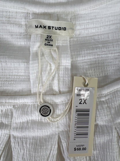 NEW Max Studio Women’s White Short Cold Shoulder T-Shirt -  Plus 2X