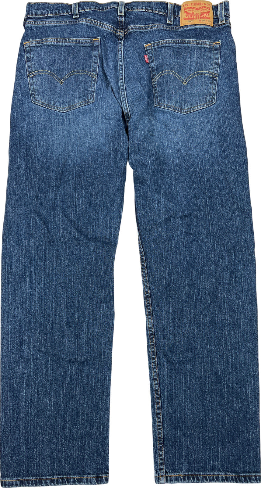 Levis Men’s Medium Wash 505 Regular Straight Denim Jeans - 38x30