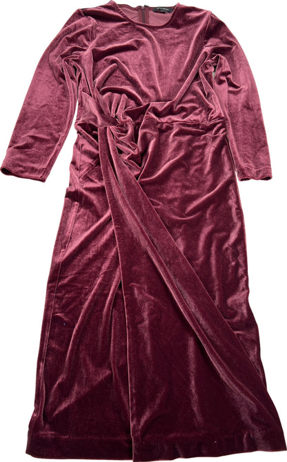 Banana Republic Women’s Purple Long Sleeve Velour Midi Wrap Dress - 6