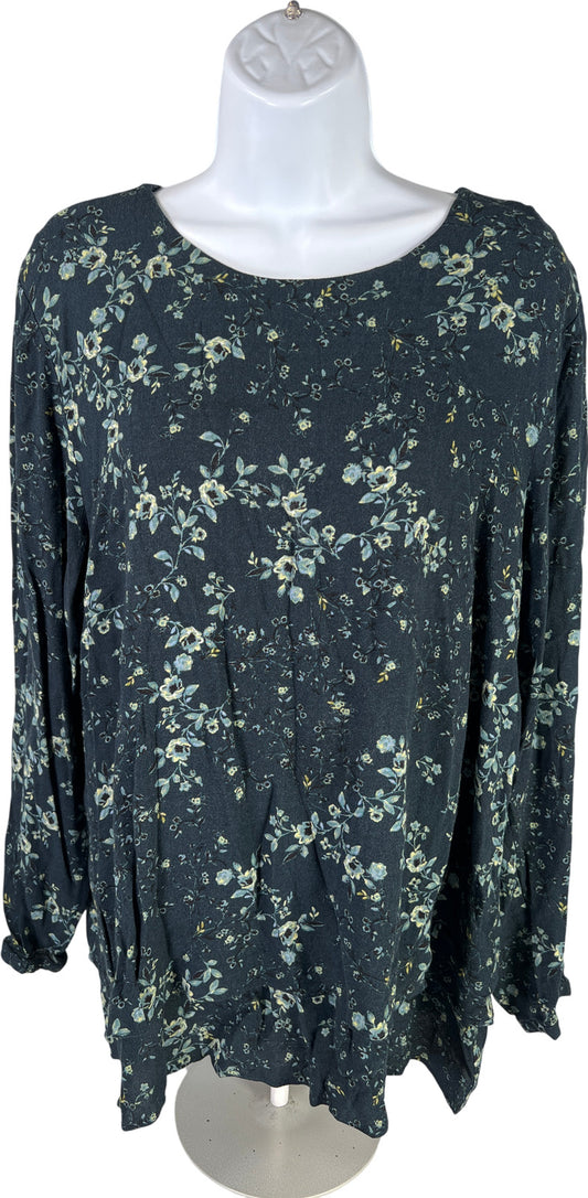 J. Jill Women’s Navy Blue Floral Long Sleeve Layered Style Blouse - XL