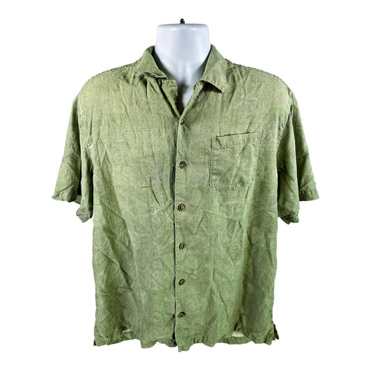 Tommy Bahama Men’s Green Silk Floral Short Sleeve Button Up Shirt