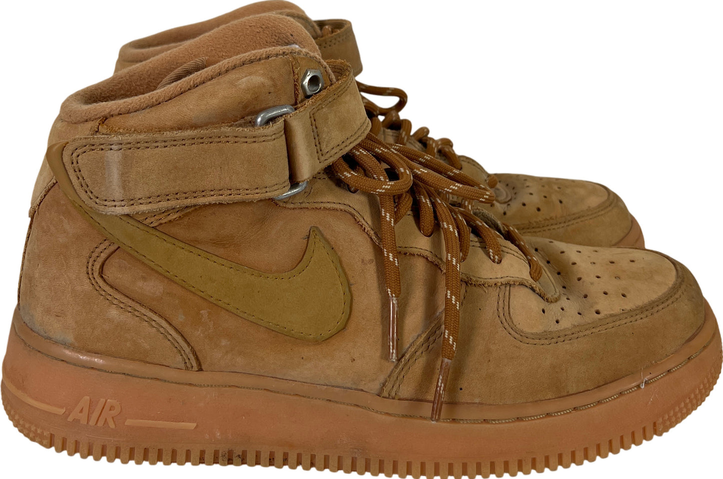 Nike Air Force 1 Men’s Tan/Wheat Mid Lace Up Basketball Sneakers - 8