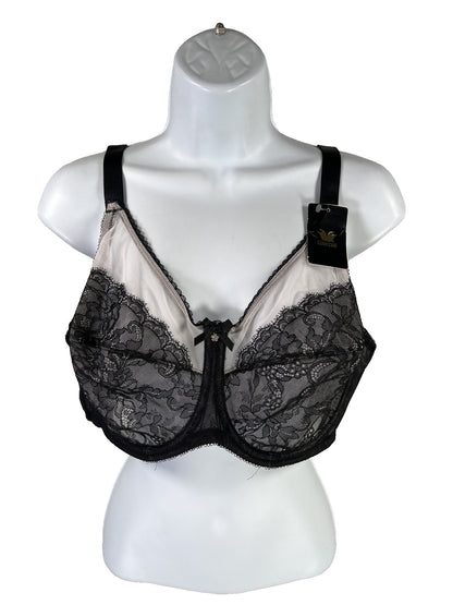 NEW Wacoal Black Lace Retro Chic Full Figure Underwire Bra - 44D