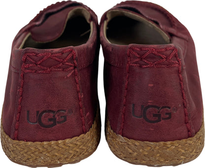 Ugg Women’s Red Leather Kaelee Slip On Moc Loafers Shoes - 7.5