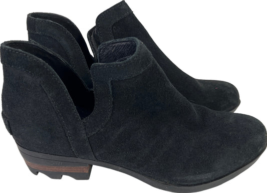 Sorel Women’s Black Suede Lolla Cut Out Ankle Booties - 8