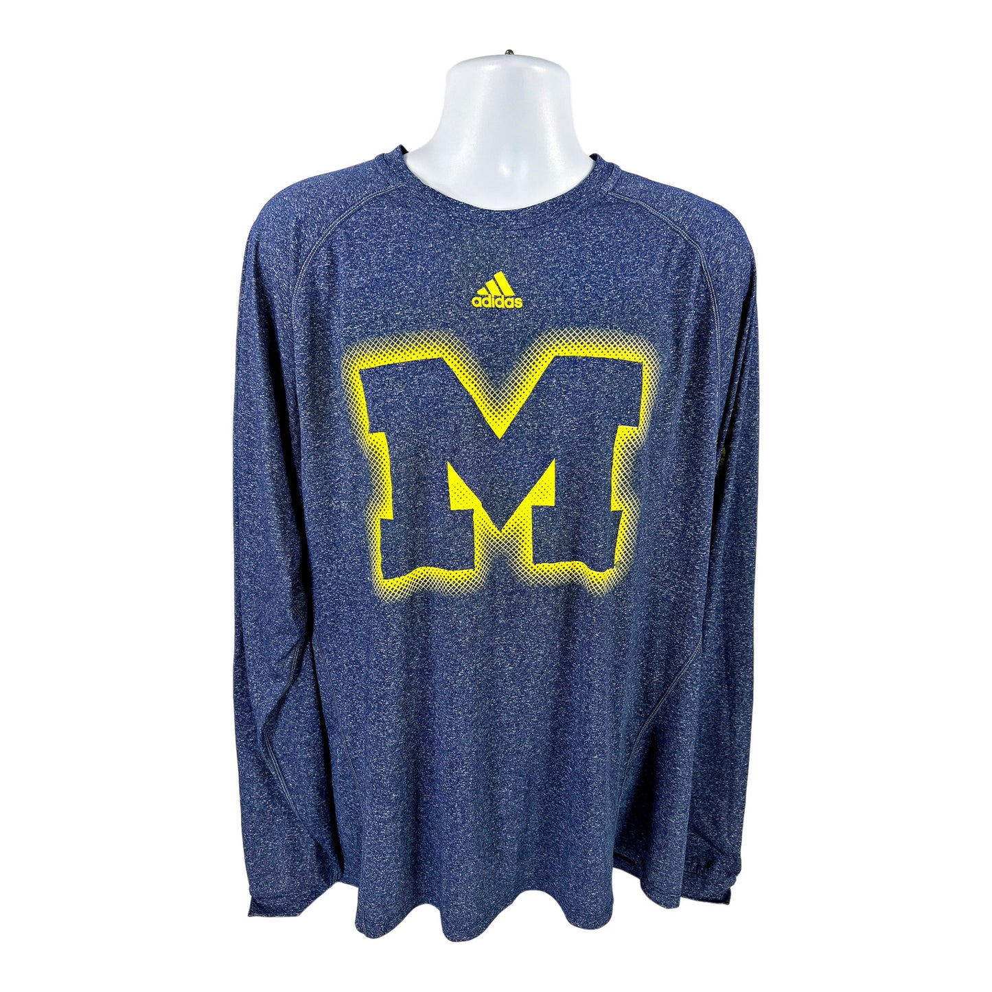 Adidas Mens Blue Climalite U of M Michigan Long Sleeve Athletic Shirt -XL