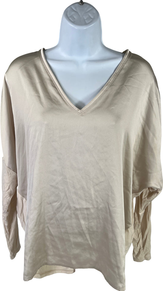 White House Black Market Women’s Champagne Shimmer V-Neck Top - S