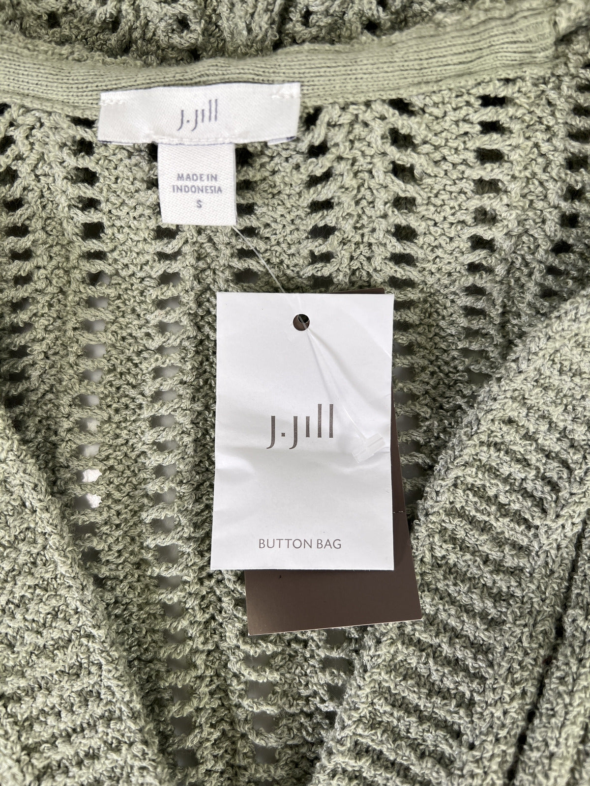 NEW J. Jill Women’s Green Seasgrass Open Knit Hooded Sweater - S