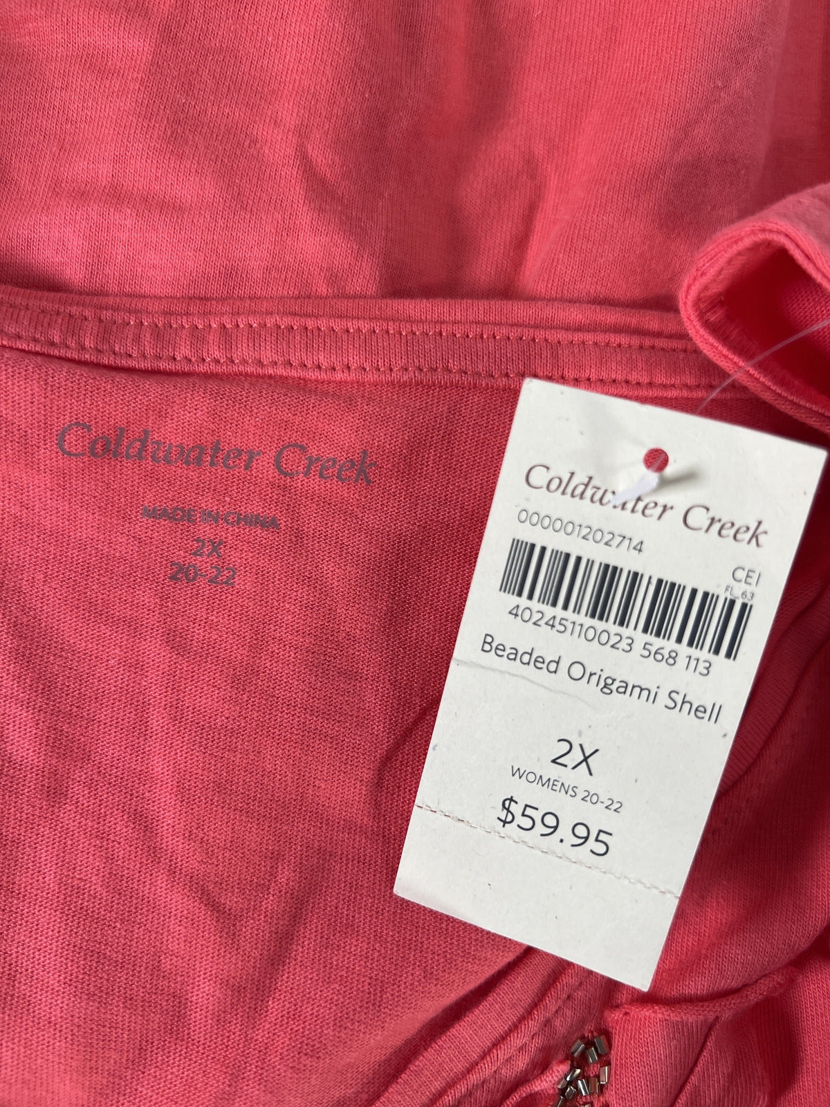 NEW Coldwater Creek Women’s Red/Coral Beaded Tank Top - Plus 2X