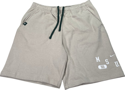 NEW Nike Men’s Beige MSU Michigan State Cotton Blend Fleece Lined Shorts - L