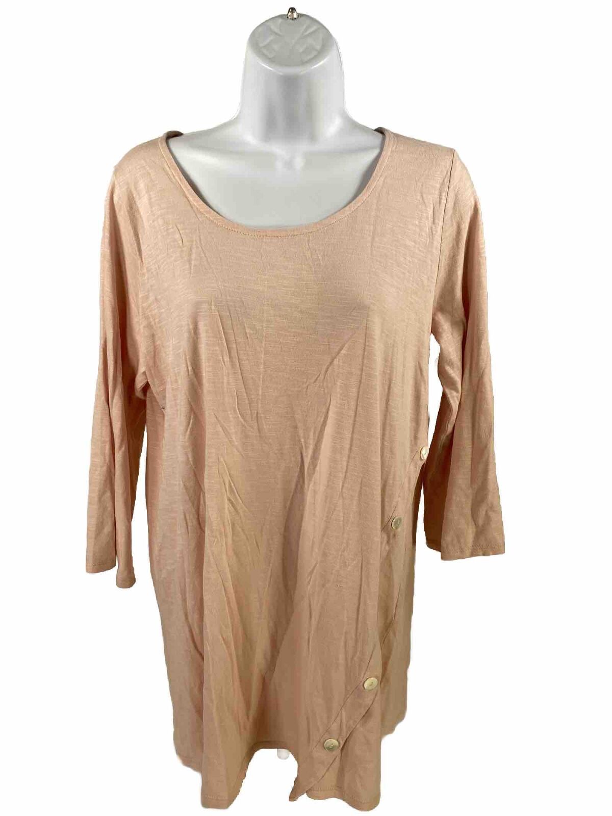 J. Jill Pure Women's Pink Asymmetric Button Tunic Shirt Top - M