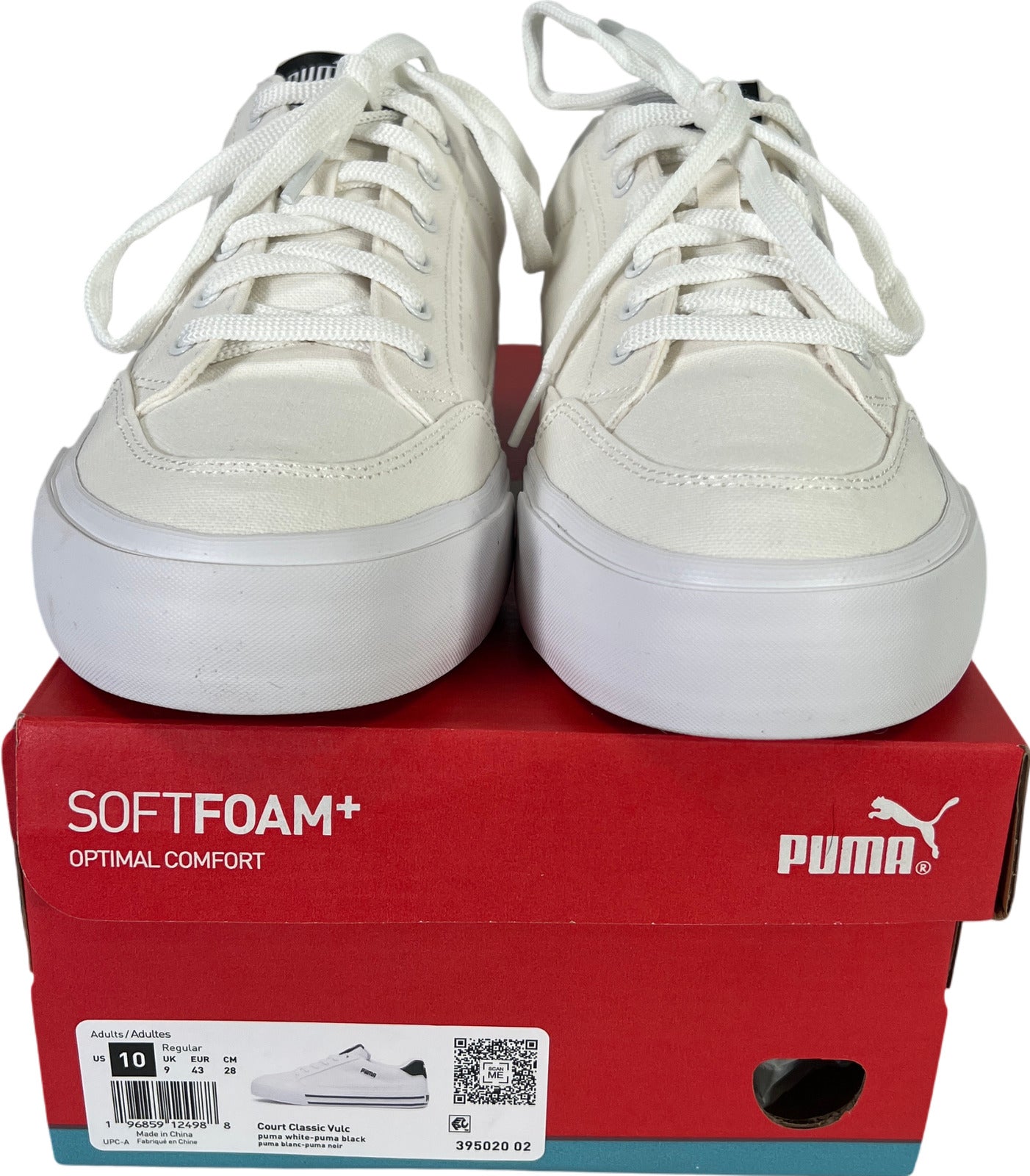 NEW Puma Men’s White Lace Up Court Classic Vulcanized Sneakers - 10