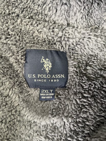 NEW U.S Polo Assn Men’s Heather Gray Sherpa Lined Full Zip Sweatshirt - 2XL Tall