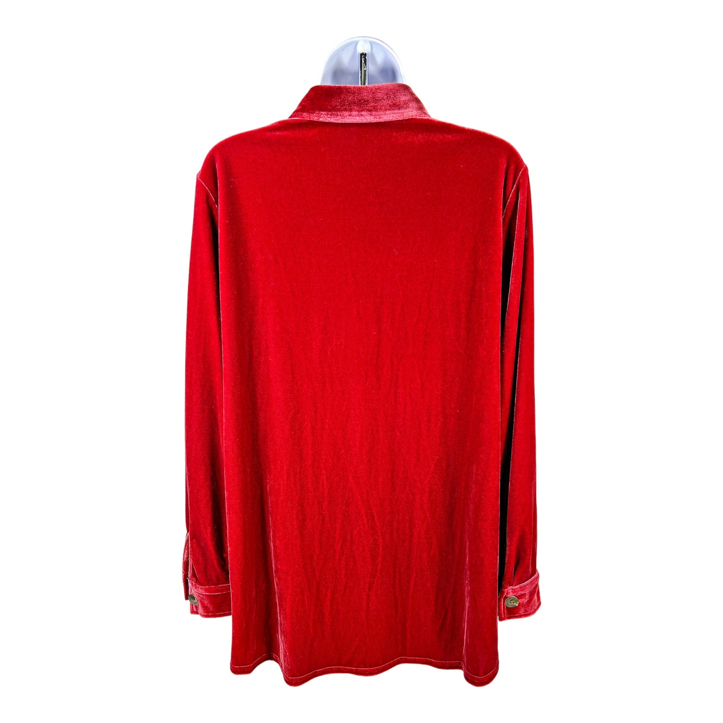 Soft Surroundings Women’s Red Velour Long Sleeve Button Up Jacket - M