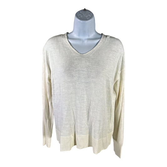 Banana Republic Women’s White Linen Blend Long Sleeve Thin Sweater - S