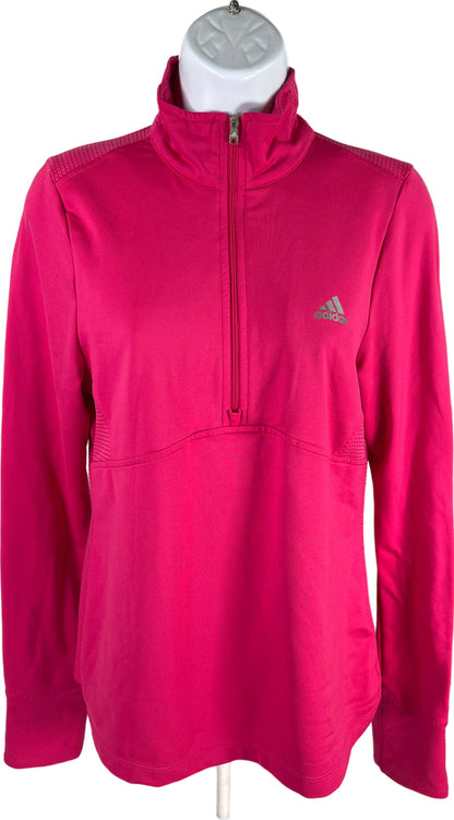 Adidas Women’s Pink Long Sleeve 1/2 Zip Warm Athletic Top - M