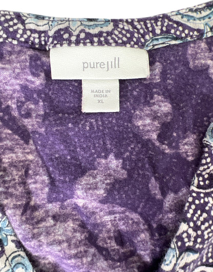 Pure J.Jill Women’s Purple Paisley Long Sleeve Shirt - XL