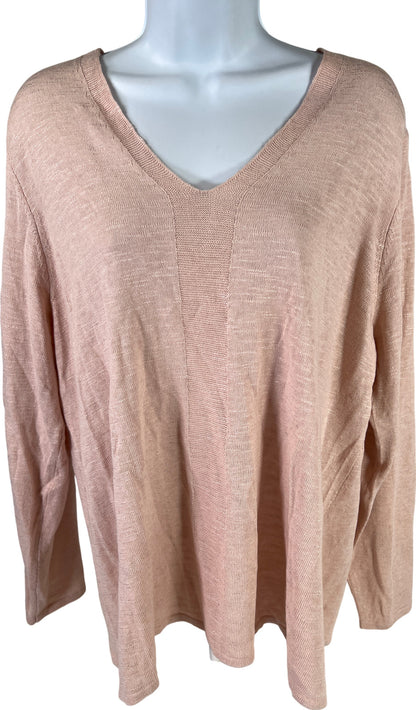 NEW J. Jill Women’s Pink V-Neck Thin Knit Sweater Long Sleeve - Petite XL