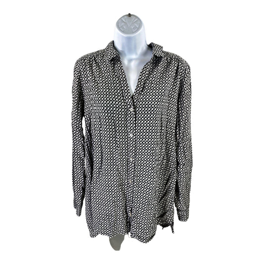 J.Jill Women’s Black/Gray Long Sleeve Button Up Shirt - M