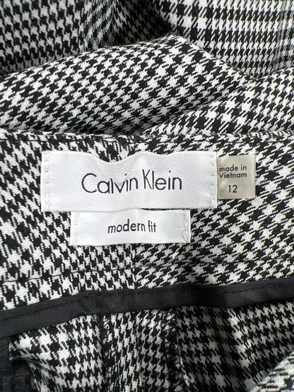 Calvin Klein Women’s Black/White Houndstooth Modern Fit Dress Pants - 12