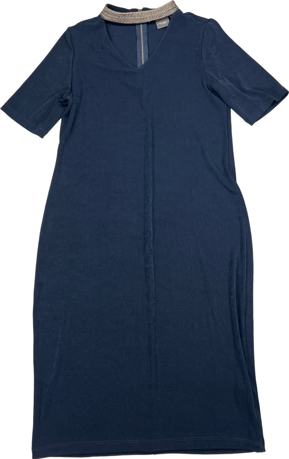 Chico’s Women’s Navy Blue Travelers Halter V-Neck Shift Dress - 1/US 8