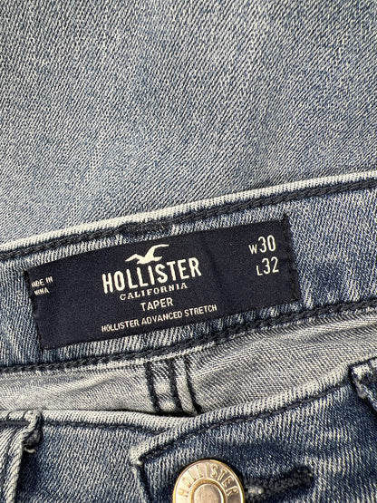 Hollister Men’s Light Wash Tapered Stretch Denim Jeans - 30x32