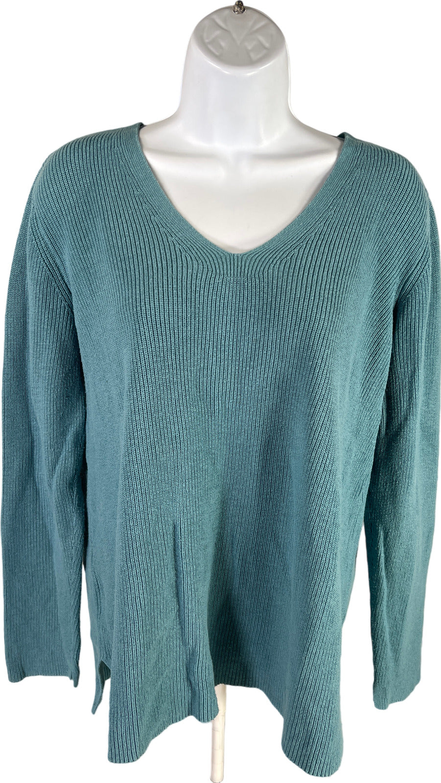 J.Jill Women’s Blue Long Sleeve V-Neck Sweater - M