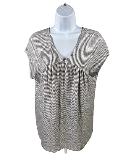 Lucky Brand Women's Navy Blue/Ivory Striped Boho Style Top - M